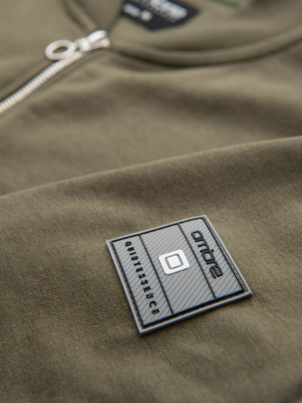 Ombre Clothing Muška kaki pamučna bombaška majica s patentnim zatvaračem Ombre odjeća