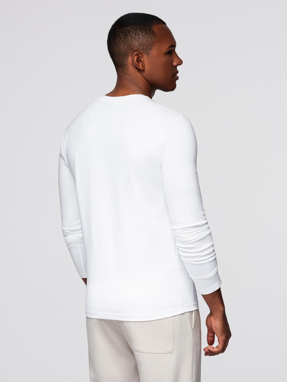 Ombre Clothing Muška majica kratkih rukava SLIM FIT s dugim rukavima i V-izrezom s elastinom i printom bijela Ombre odjeća