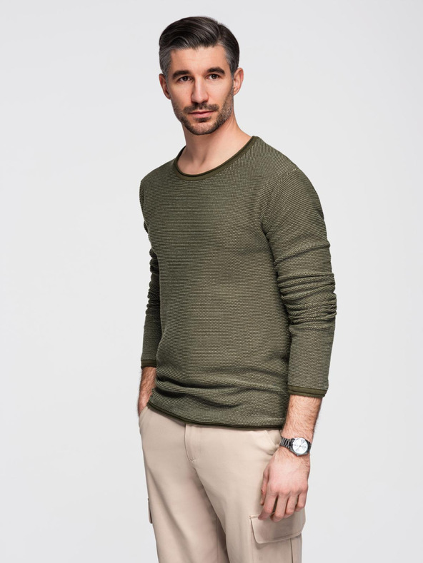 Ombre Clothing Muški pleteni pulover RELAXED FIT s uzorkom zeleni Ombre Clothing