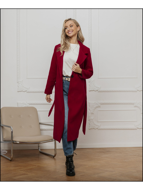 Edoti Crveni ženski kaput sa Edoti remenom