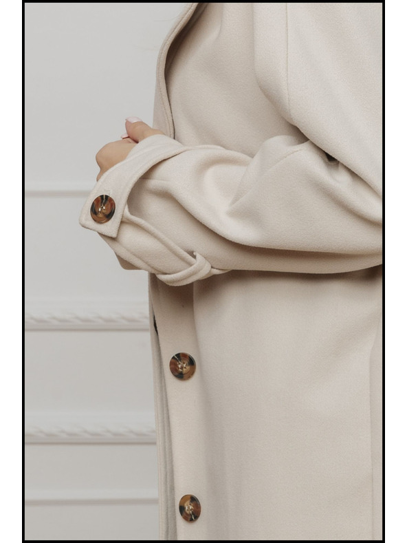 Edoti Bež ženski kaput s remenom Edoti