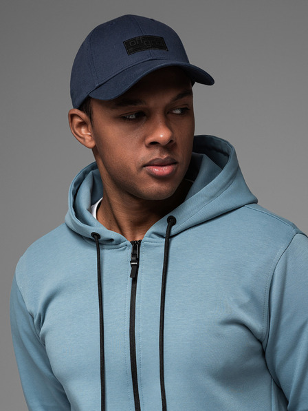 Ombre Clothing Muška bejzbol kapa s pravokutnom zakrpom tamnoplava Ombre odjeća