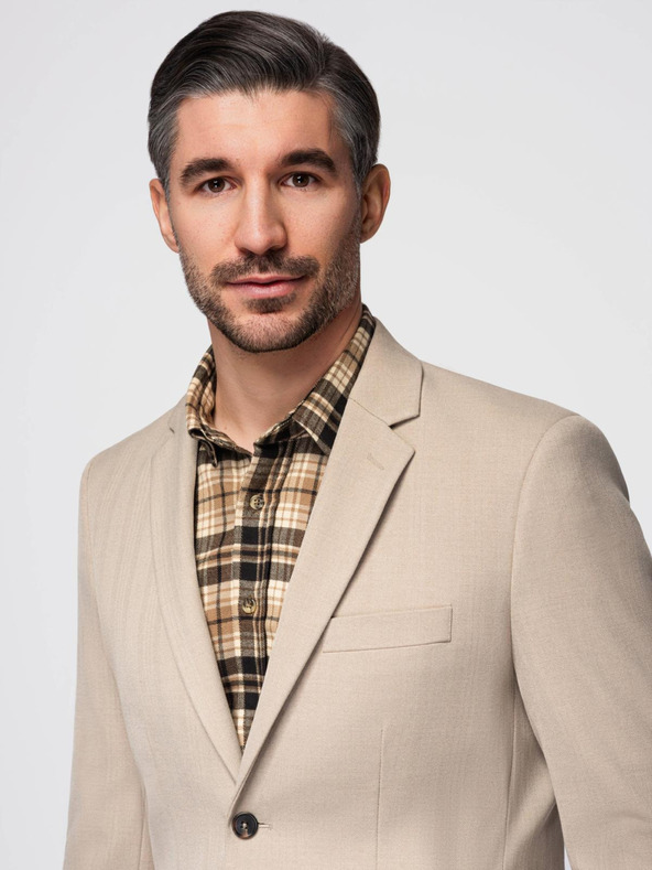 Ombre Clothing Elegantna muška bež jakna od mješavine vune Ombre Clothing