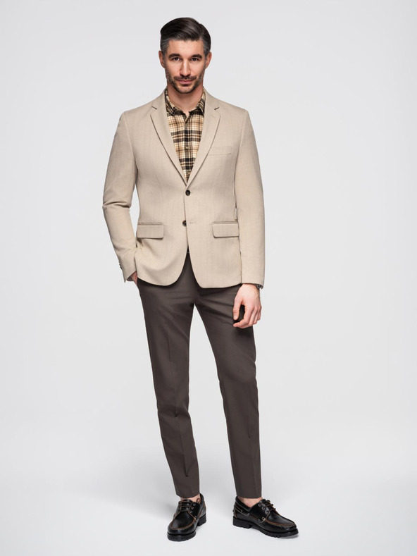 Ombre Clothing Elegantna muška bež jakna od mješavine vune Ombre Clothing