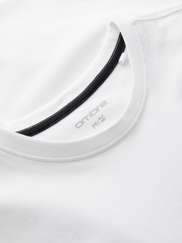 Ombre Clothing Muška trobojna pamučna majica kratkih rukava - bijela i tamnoplava V3 OM-TSCT-0174 Ombre odjeća