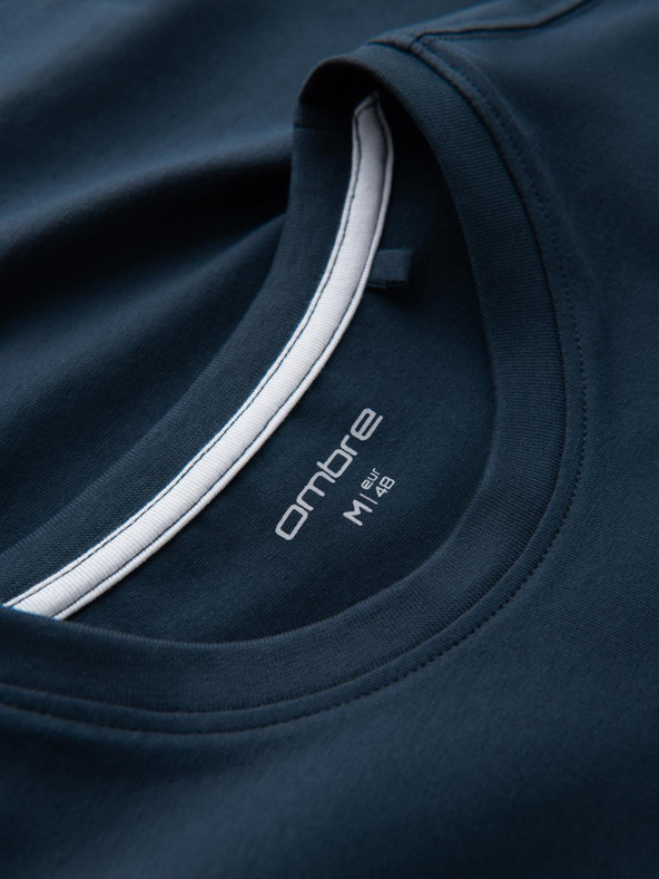 Ombre Clothing Muška trobojna pamučna majica kratkih rukava - bijela i tamnoplava V3 OM-TSCT-0174 Ombre odjeća