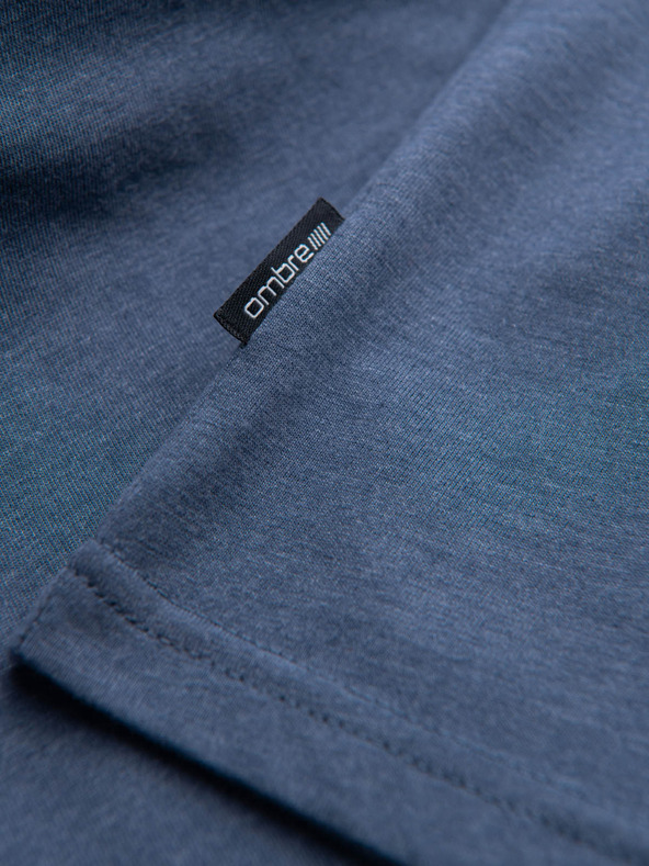 Ombre Clothing Muška klasična pamučna majica s V-izrezom BASIC - Blue Highlight V18 OM-TSBS-0145 Ombre odjeća