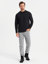 Ombre Clothing LOOSE FIT muška pamučna majica dugih rukava s okruglim izrezom - crna V1 OM-LSBC-0129 Ombre odjeća