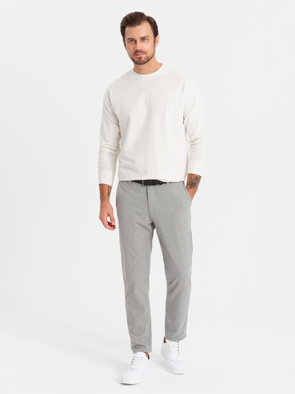 Ombre Clothing Muška pamučna majica kratkih rukava LOOSE FIT s okruglim izrezom - krem ​​V2 OM-LSBC-0129 Ombre odjeća