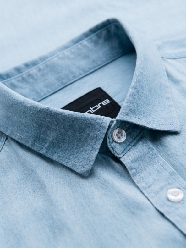 Ombre Clothing Muška traper košulja s izvezenim džepom - svijetloplava Ombre odjeća