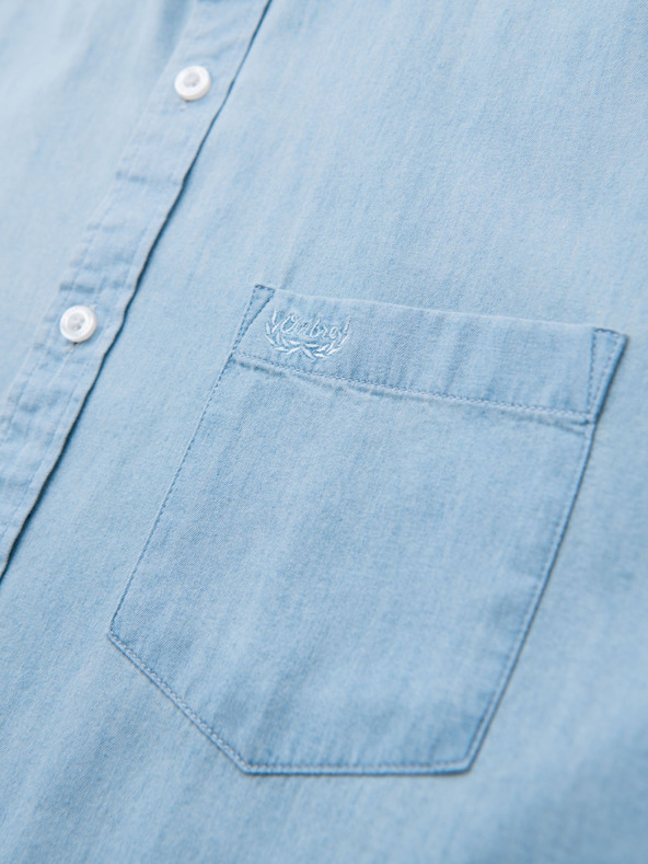 Ombre Clothing Muška traper košulja s izvezenim džepom - svijetloplava Ombre odjeća