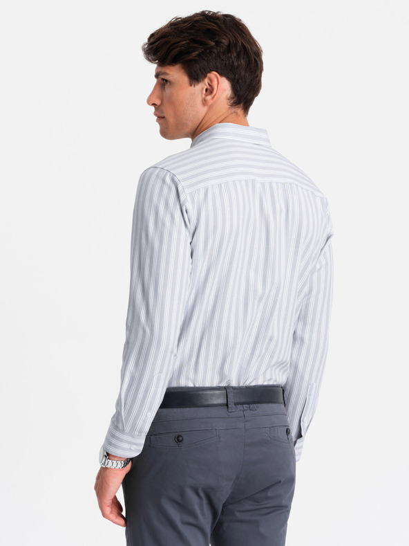 Ombre Clothing Muška bijela prugasta REGULAR FIT košulja s džepom Ombre Clothing