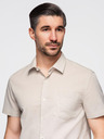 Ombre Clothing Muška košulja s kratkim rukavima i kubanskim ovratnikom bež Ombre odjeća