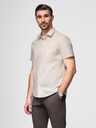 Ombre Clothing Muška košulja s kratkim rukavima i kubanskim ovratnikom bež Ombre odjeća