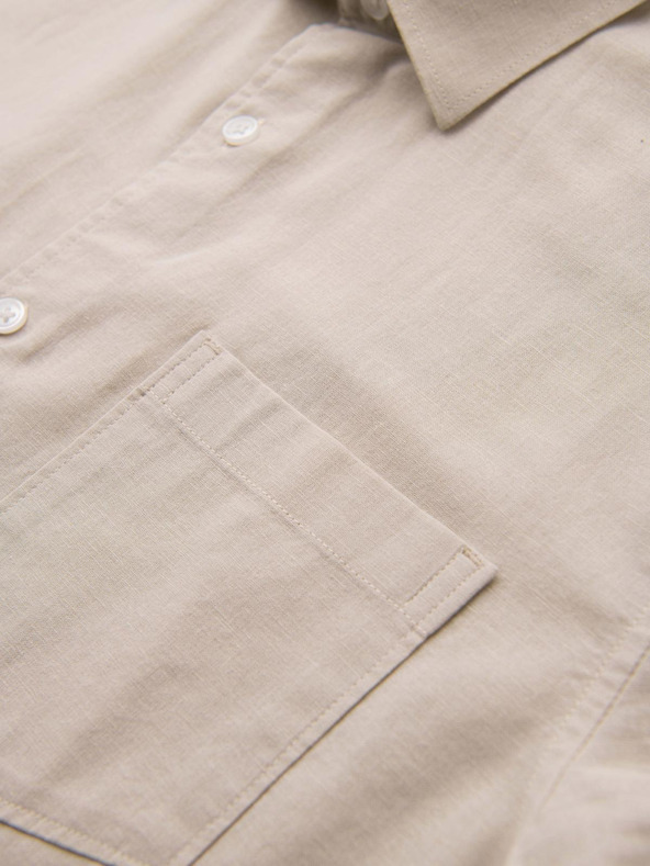 Ombre Clothing Muška košulja s kratkim rukavima i kubanskim ovratnikom bež Ombre odjeća