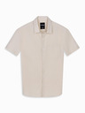 Ombre Clothing Muška košulja s kratkim rukavima i kubanskim ovratnikom bež Ombre odjeća