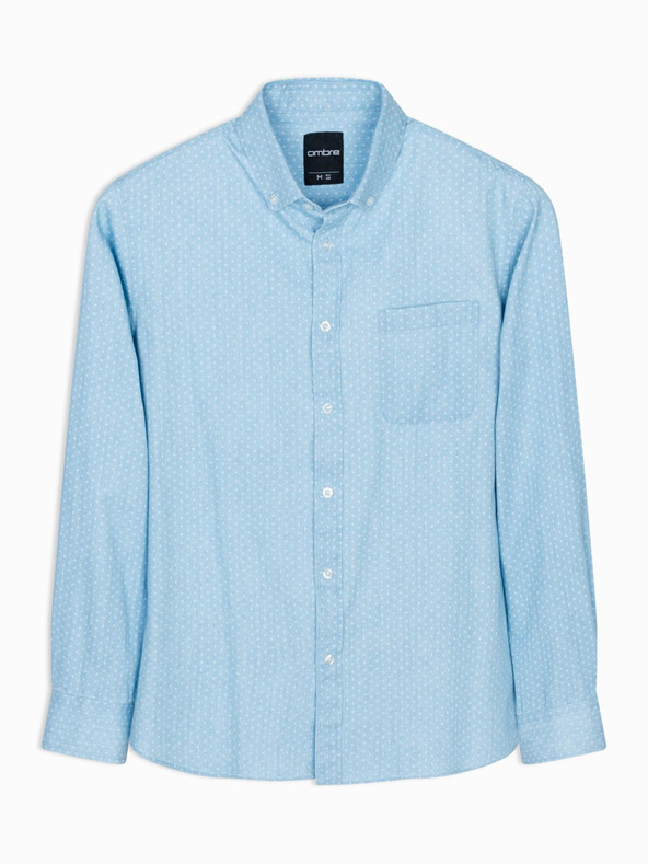 Ombre Clothing Muška mekana traper košulja s uzorkom i džepom - svijetloplava Ombre odjeća