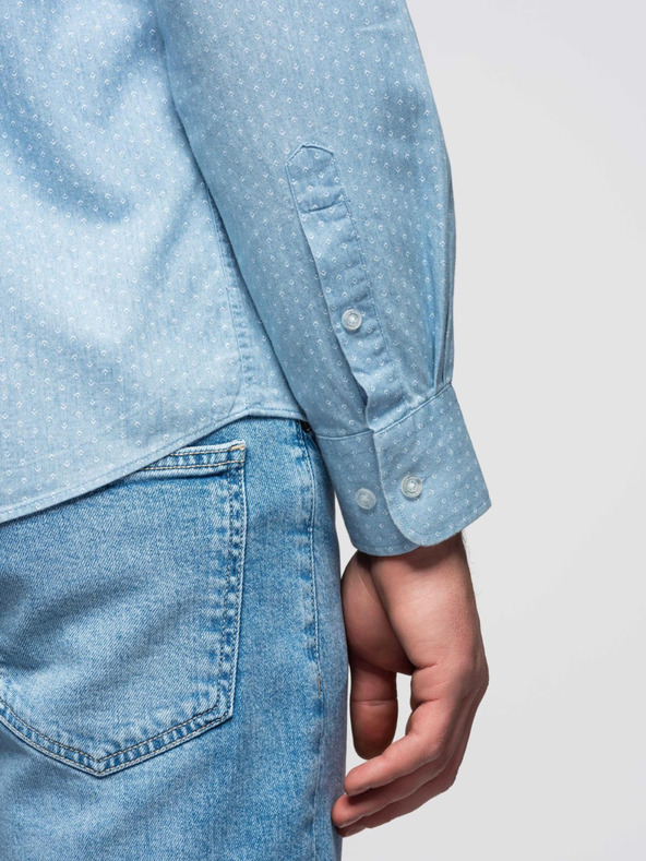 Ombre Clothing Muška mekana traper košulja s uzorkom i džepom - svijetloplava Ombre odjeća