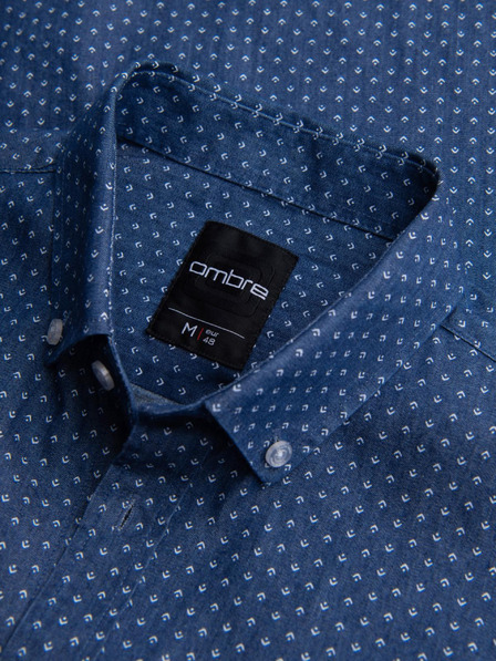 Ombre Clothing Muška meka traper košulja s uzorkom i džepom - plava Ombre odjeća