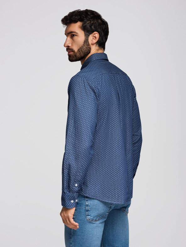 Ombre Clothing Muška meka traper košulja s uzorkom i džepom - plava Ombre odjeća