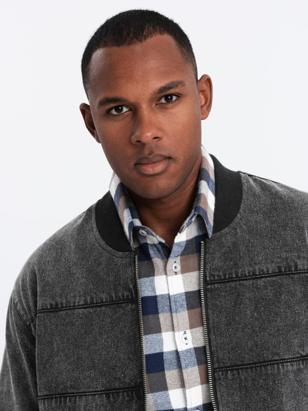 Ombre Clothing Stone Wash bomber traper jakna za muškarce - crna V2 OM-JADJ-0163 Ombre odjeća