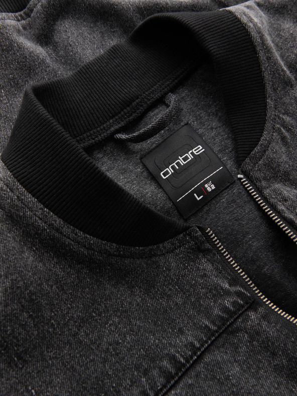 Ombre Clothing Stone Wash bomber traper jakna za muškarce - crna V2 OM-JADJ-0163 Ombre odjeća