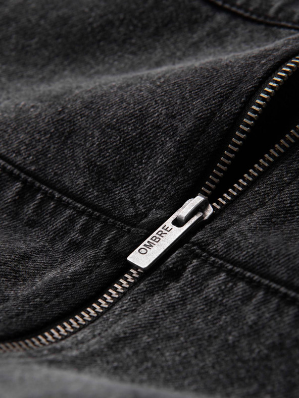 Ombre Clothing Stone Wash bomber traper jakna za muškarce - crna V2 OM-JADJ-0163 Ombre odjeća