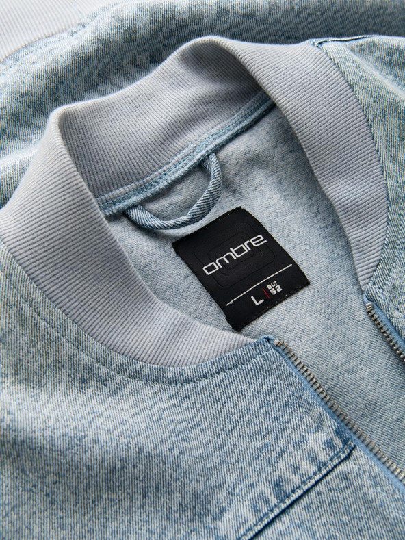 Ombre Clothing Muška traper bomber jakna s efektom pranja kamena - svijetloplava V3 OM-JADJ-0163 Ombre odjeća