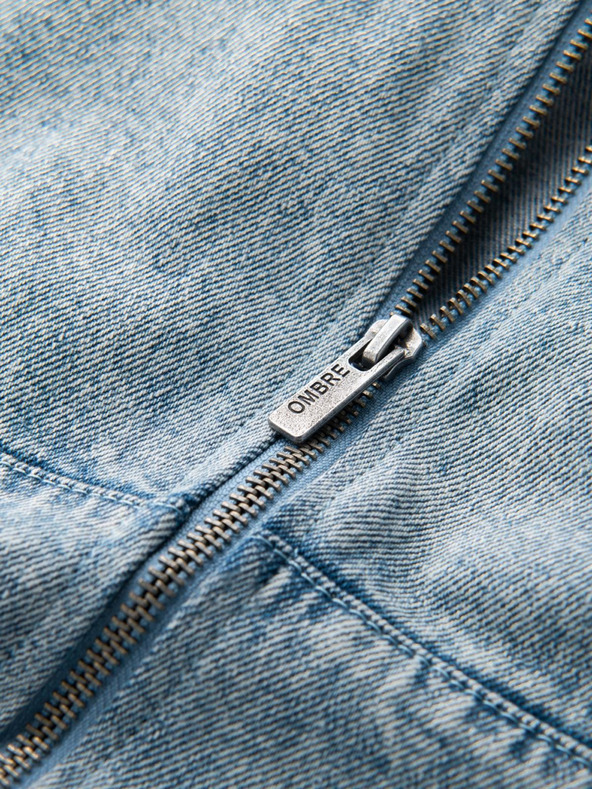 Ombre Clothing Muška traper bomber jakna s efektom pranja kamena - svijetloplava V3 OM-JADJ-0163 Ombre odjeća