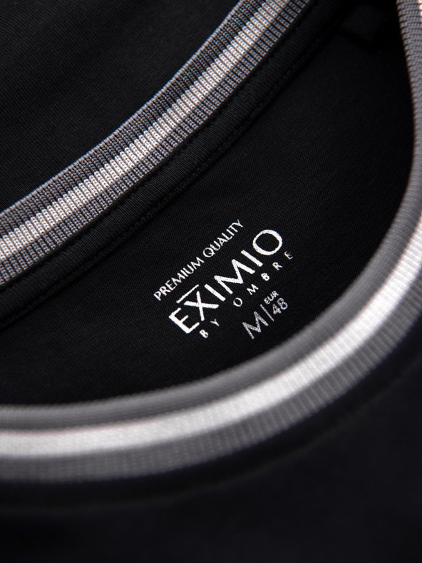 Ombre Clothing Muška pamučna majica s dugim rukavima, prugastim U-izrezom i vezenom oznakom Ombre Clothing