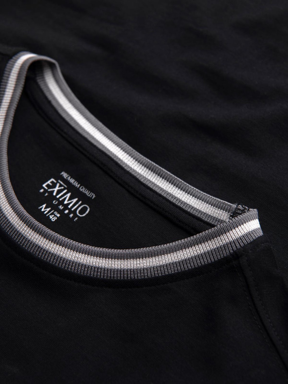 Ombre Clothing Muška pamučna majica s dugim rukavima, prugastim U-izrezom i vezenom oznakom Ombre Clothing