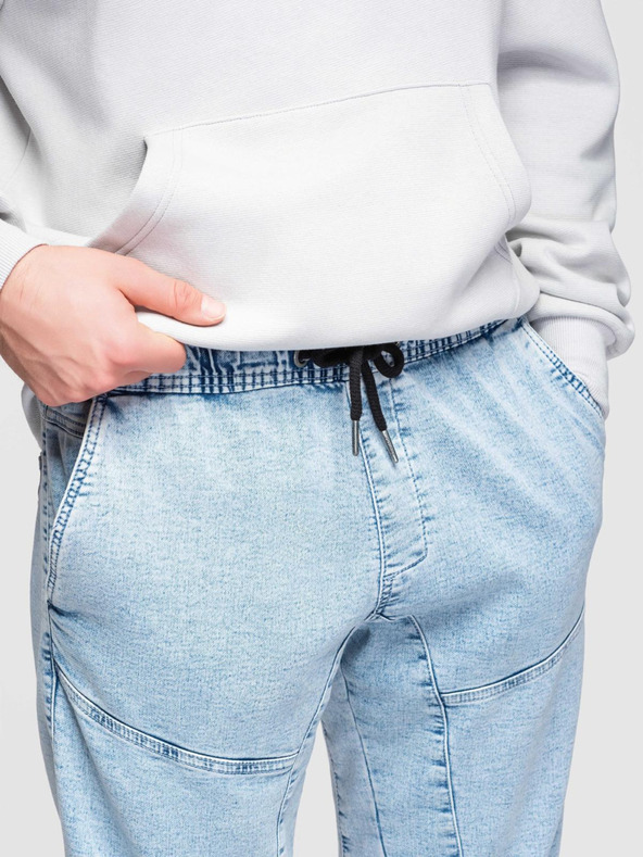 Ombre Clothing Muške kratke traper hlače s dekorativnim štepanjem - svijetloplave