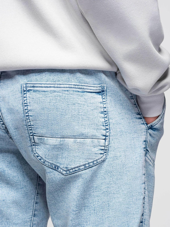 Ombre Clothing Muške kratke traper hlače s dekorativnim štepanjem - svijetloplave