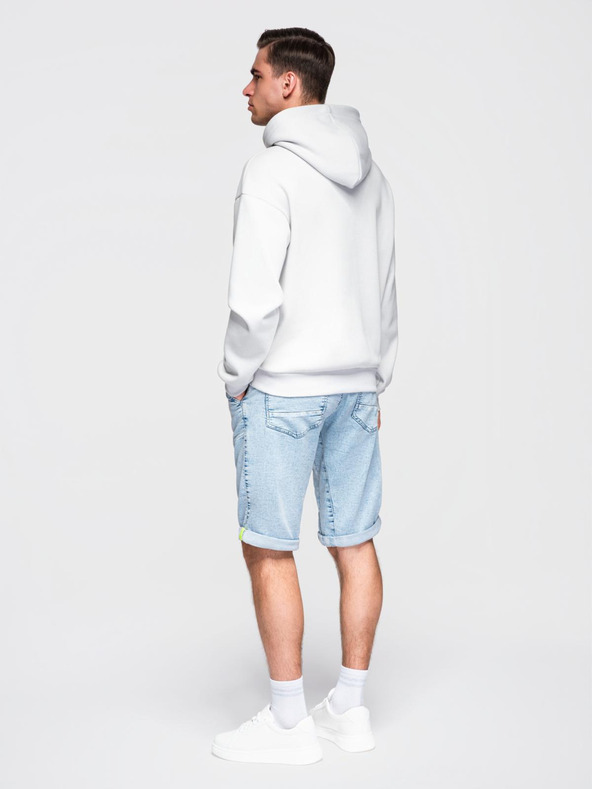 Ombre Clothing Muške kratke traper hlače s dekorativnim štepanjem - svijetloplave