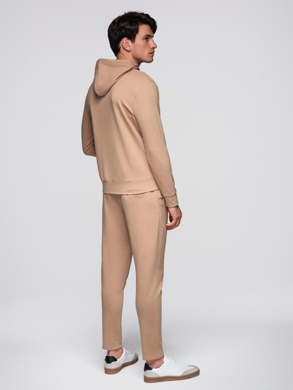 Ombre Clothing Muška dukserica s kapuljačom + trenerka - smeđa