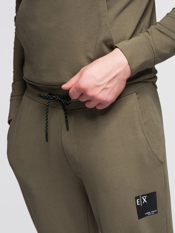 Ombre Clothing Muška dukserica s kapuljačom + trenerka - maslinasta