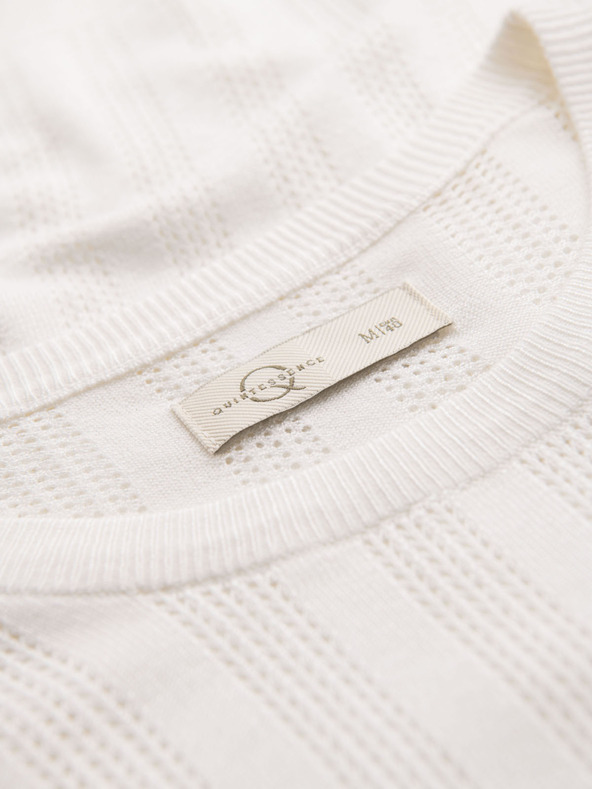 Ombre Clothing Muški džemper s okruglim izrezom i kratkim rukavima - bijeli