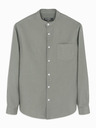 Ombre Clothing Muška platnena košulja s uspravnim ovratnikom i džepom REGULAR FIT - khaki