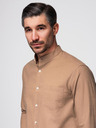 Ombre Clothing Muška platnena košulja s uspravnim ovratnikom i džepom REGULAR FIT - svijetlo smeđa
