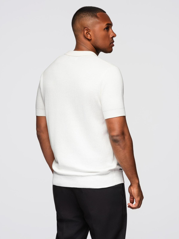 Ombre Clothing Muška pamučna polo majica od strukturirane pletenine - bijela