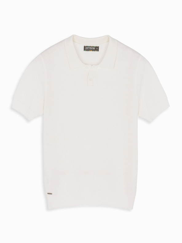 Ombre Clothing Muška pamučna polo majica od strukturirane pletenine - bijela