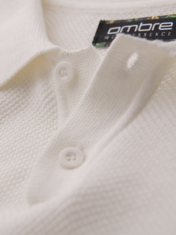 Ombre Clothing Muška pamučna polo majica od strukturirane pletenine - bijela