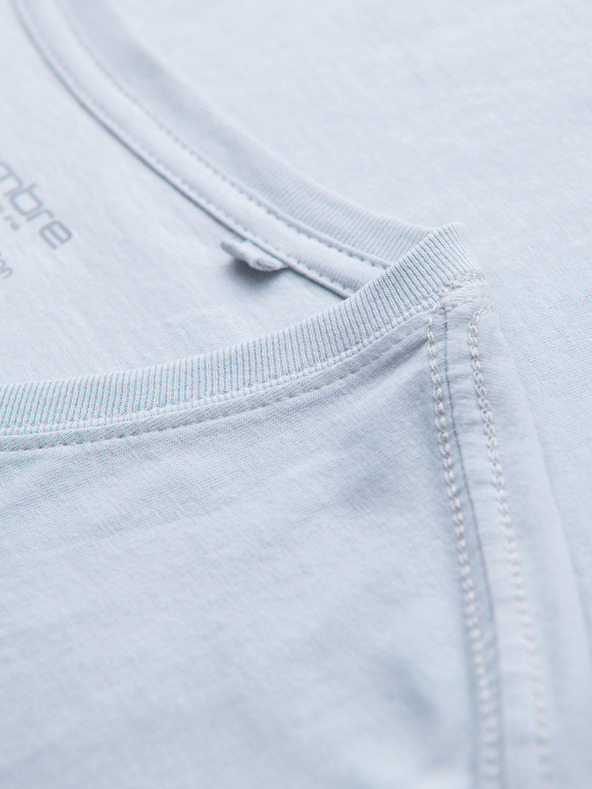 Ombre Clothing Muška klasična pamučna majica BASIC s izrezom - svjetlo siva