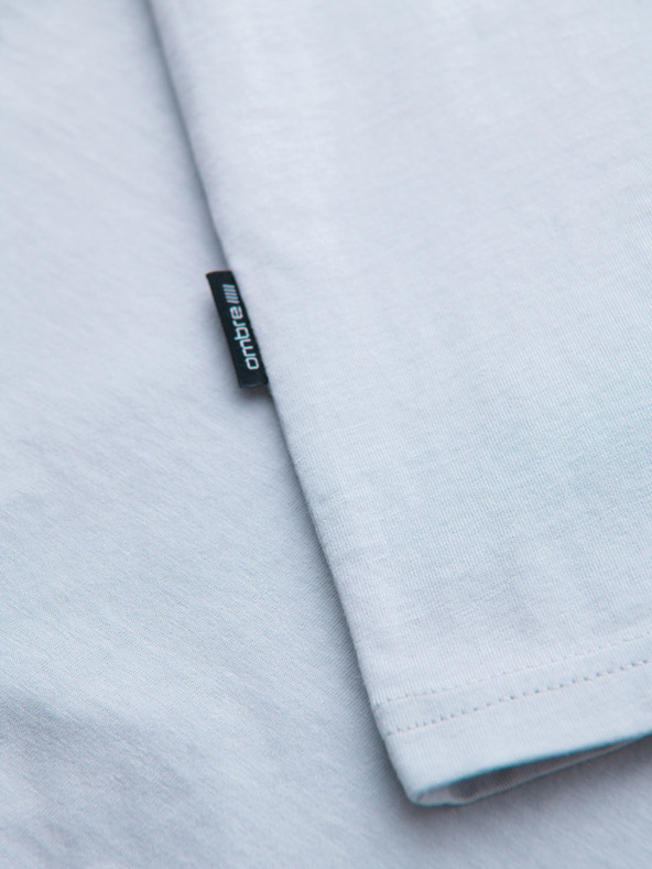 Ombre Clothing Muška klasična pamučna majica BASIC s izrezom - svjetlo siva