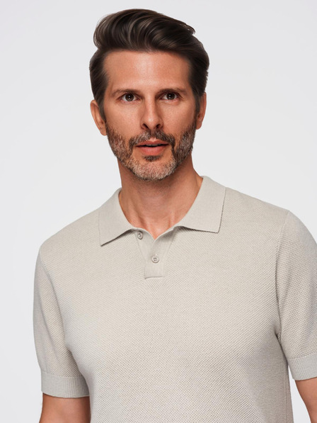 Ombre Clothing Muška pamučna polo majica od strukturirane pletenine - bež