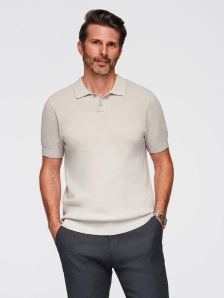 Ombre Clothing Muška pamučna polo majica od strukturirane pletenine - bež