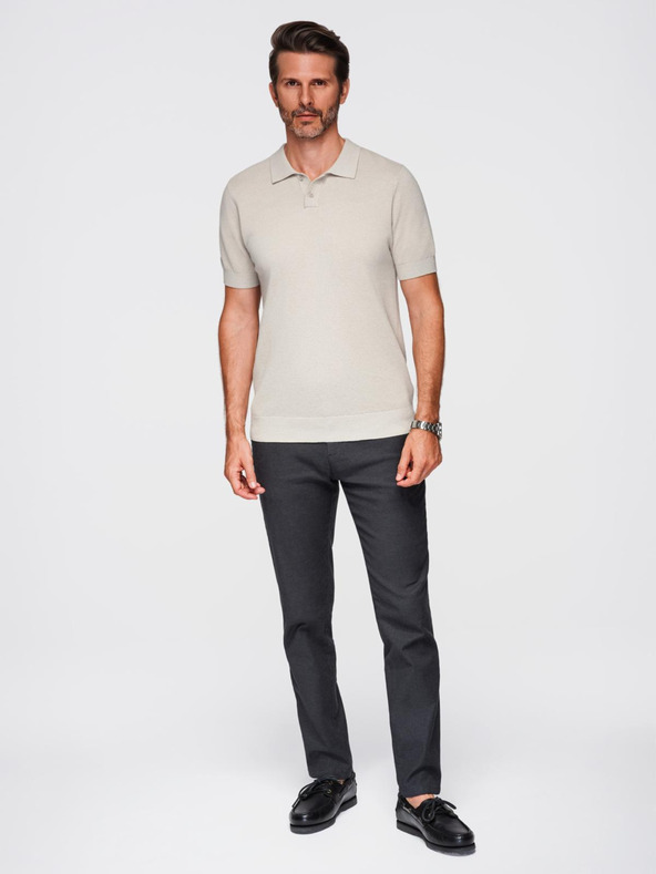 Ombre Clothing Muška pamučna polo majica od strukturirane pletenine - bež