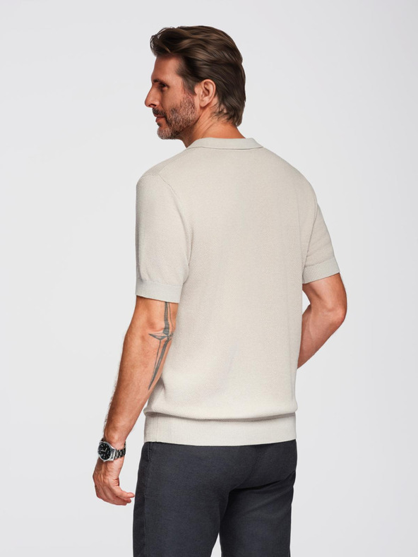 Ombre Clothing Muška pamučna polo majica od strukturirane pletenine - bež