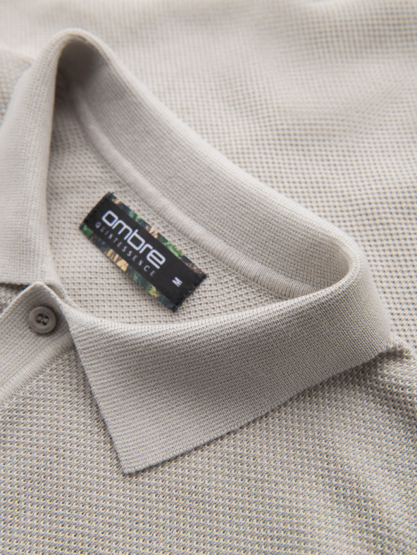 Ombre Clothing Muška pamučna polo majica od strukturirane pletenine - bež