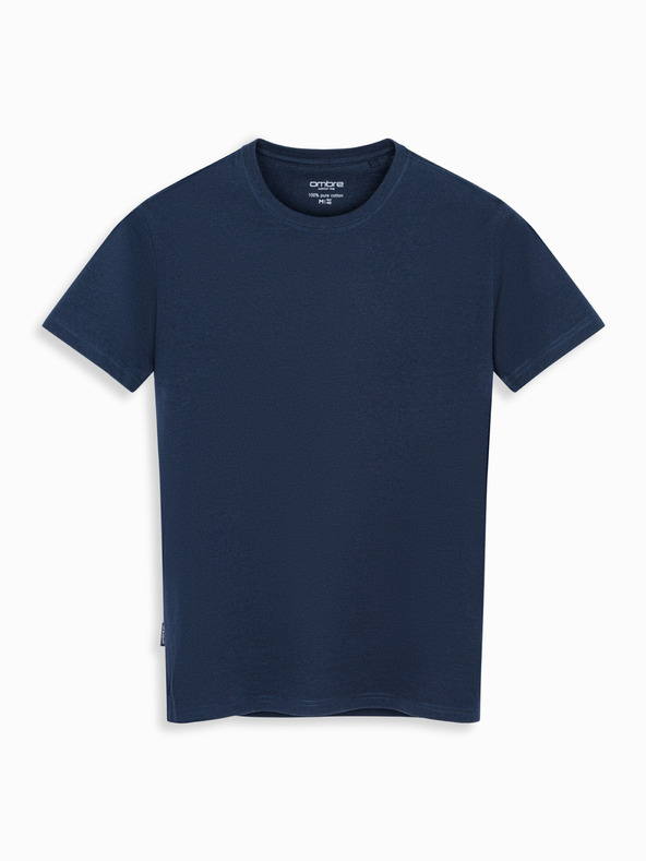 Ombre Clothing Muška klasična pamučna majica BASIC - tamno plava